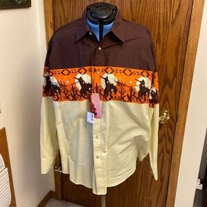 New size XL Panhandler Cowboy Bronco Western Pearl Snap Long Sleeve Shirt